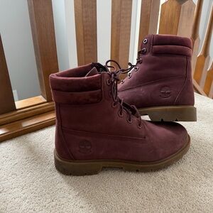 Timberland Burgundy Lace-Up Boots